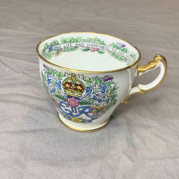 VTG 50s Hammersley Queen Elizabeth II 1953 Coronation Teacup & Saucer Bone China - Picture 7 of 13